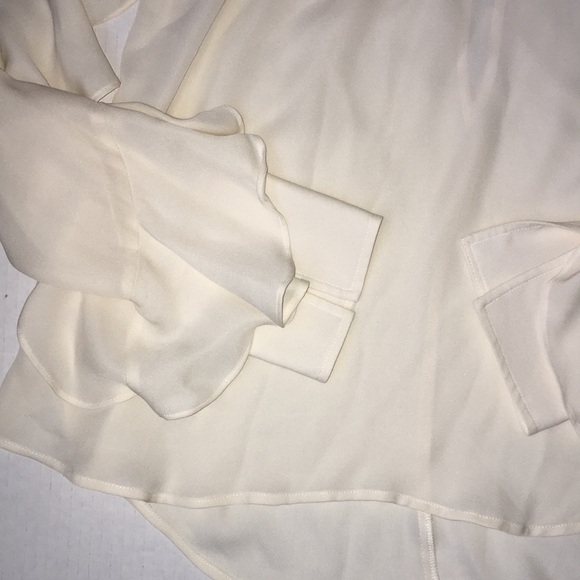 Veronica Beard Cream Ruffle-Sleeve Silk Blouse Size 0 - Picture 4 of 8